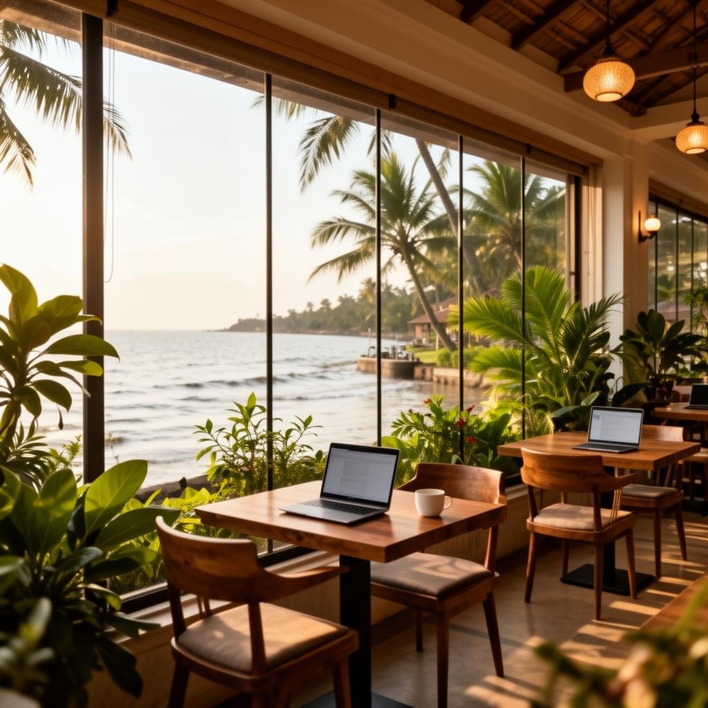 Working from a cafe